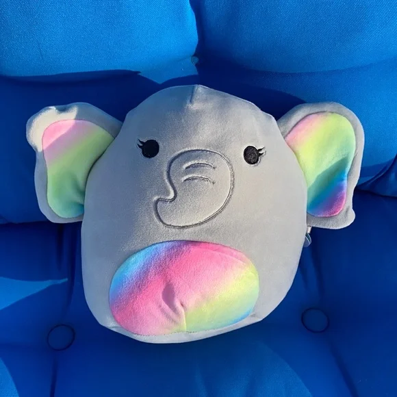Original Squishmallows Cherish Size 7 “ Inch Rainbow Elephant 2022 NWTS - Picture 1 of 9